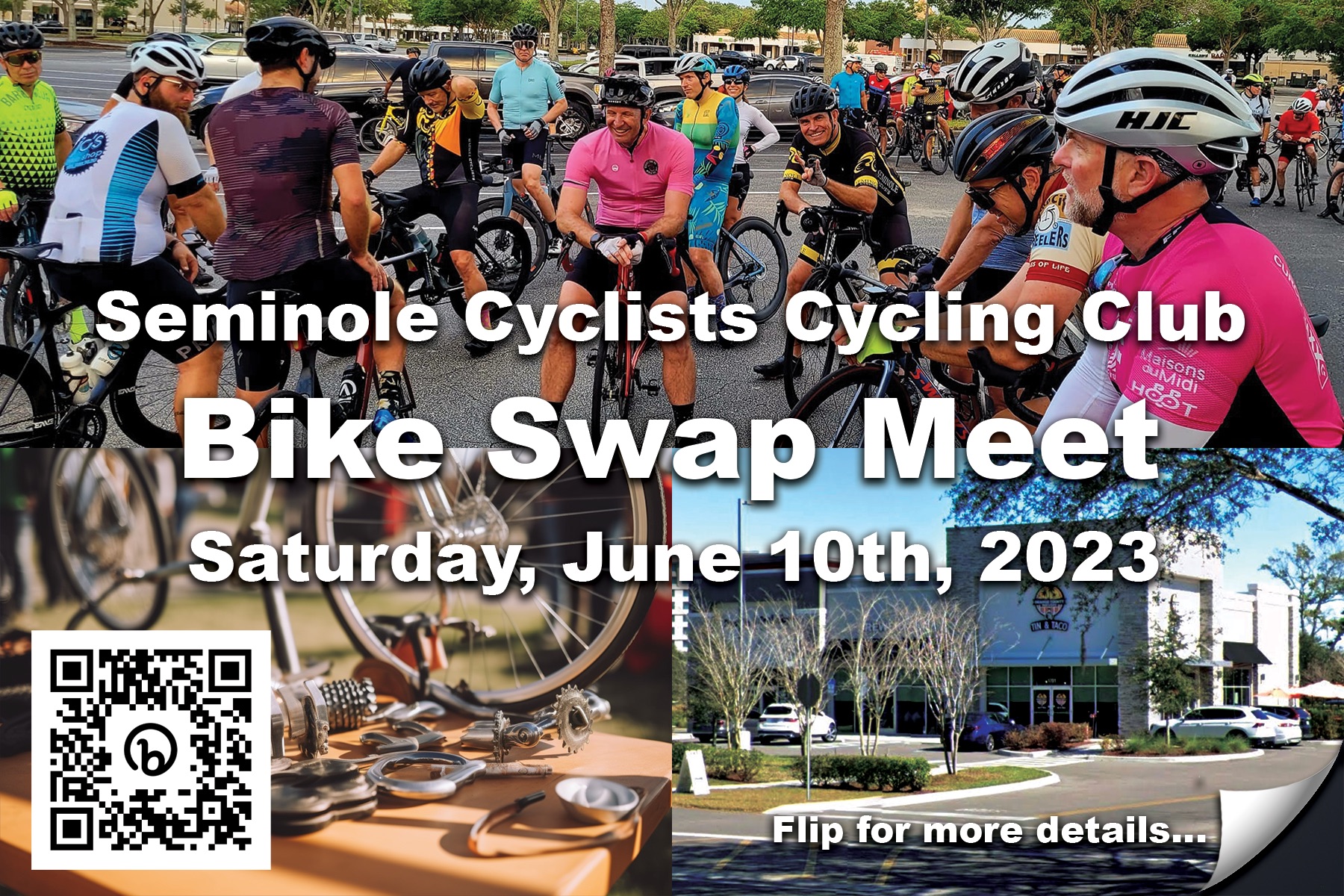 Seminole Cyclists Cycling Club raffling gravel bike at bike swap meet